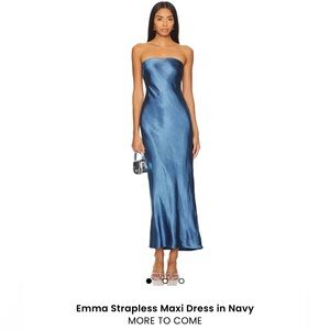 Blue Strapless Ruffled Cocktail Dress